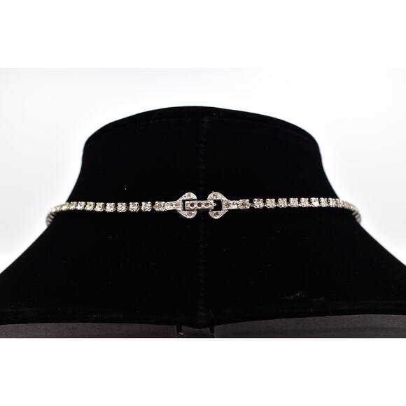 Vintage ASTRA Rhinestone Necklace Marquise Center Tassel Drop Silver Tone BinBQ - Picture 6 of 16